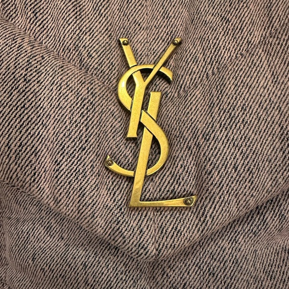 YSL Saint Laurent Lilac Denim Puffer Bag- Small LouLou - Picture 14 of 14